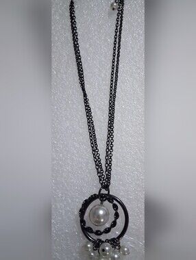 Women's Triple Strand Black Chain Necklace